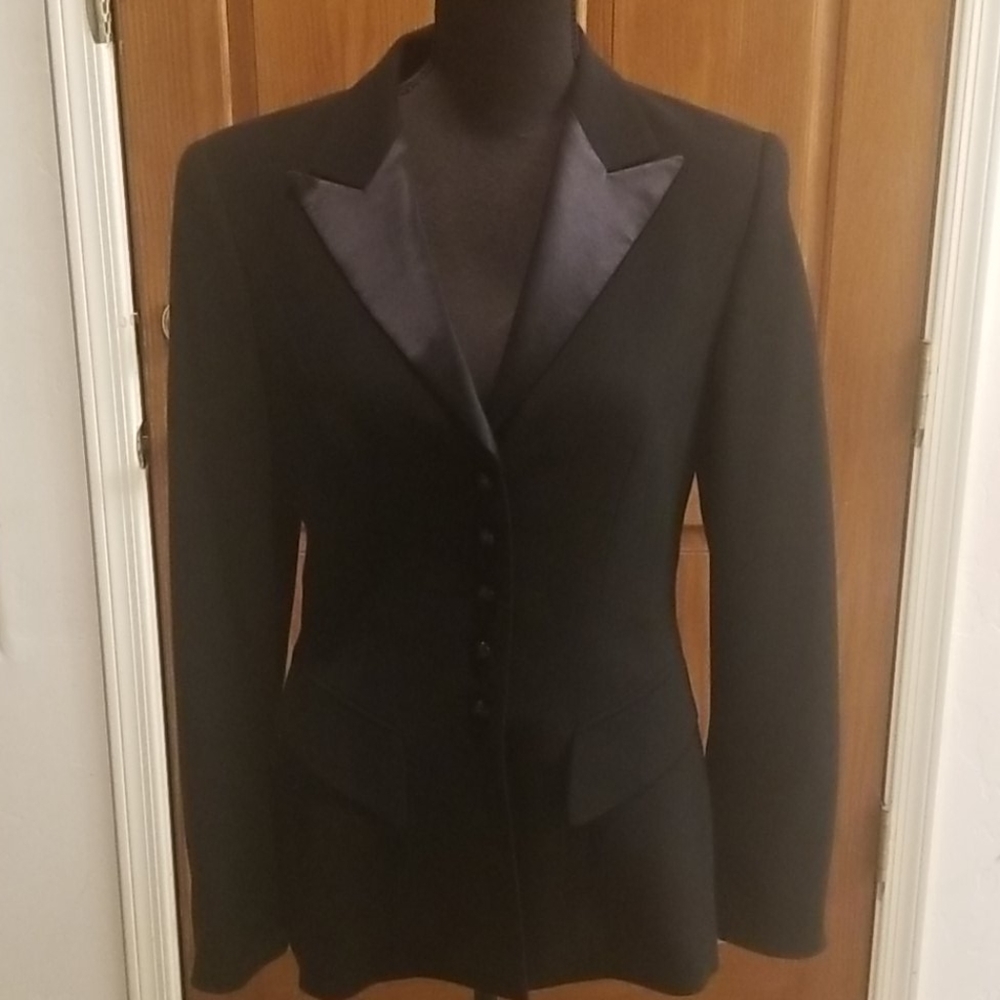 Escada Black Tuxedo Jacket with Satin Trim
